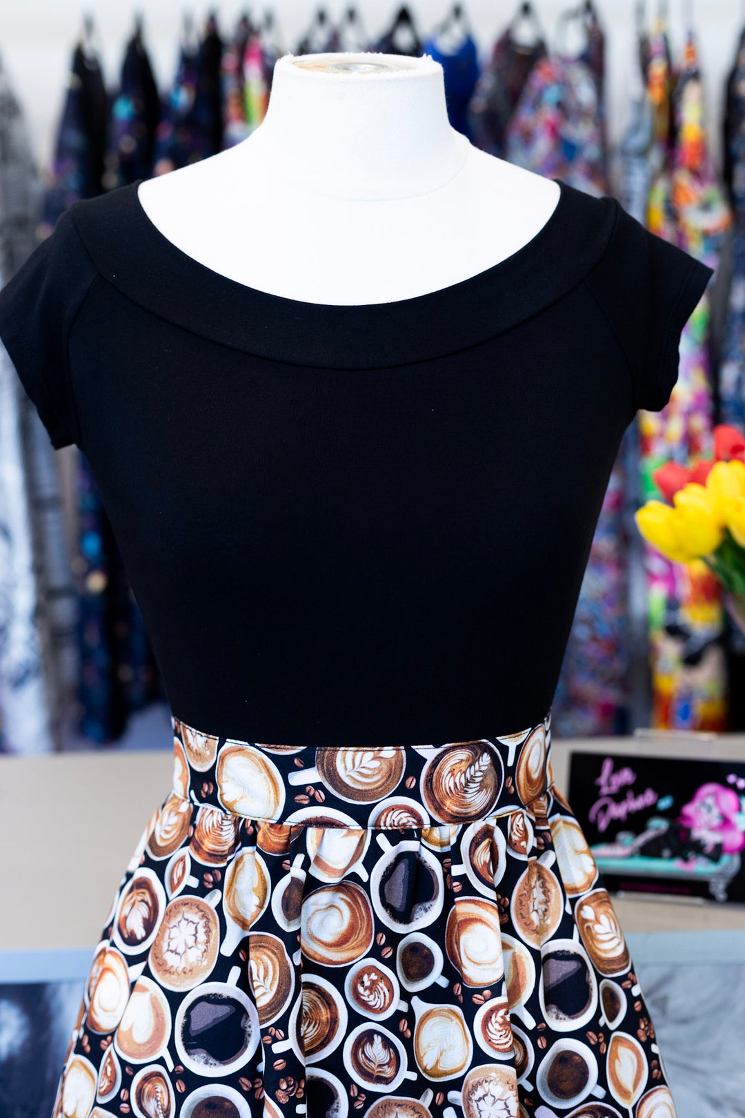 PREORDER - Retro Boat Neck Top in Black - Expected dispatch 9th of November