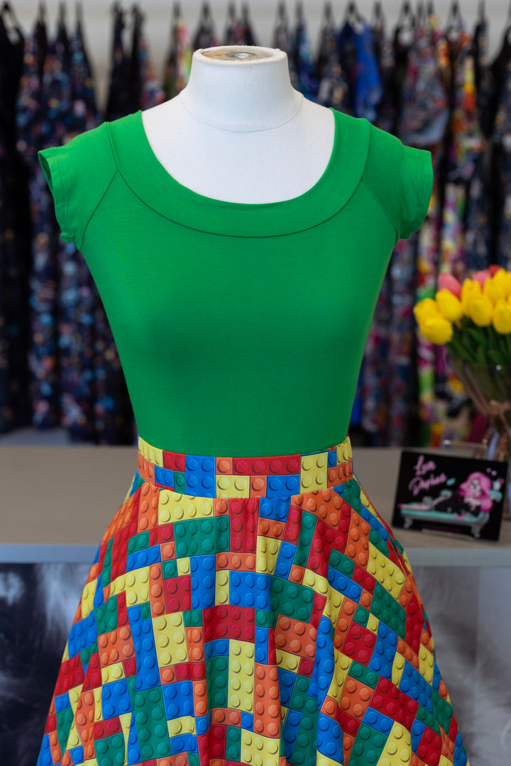Retro Boat Neck Top in Kelly Green