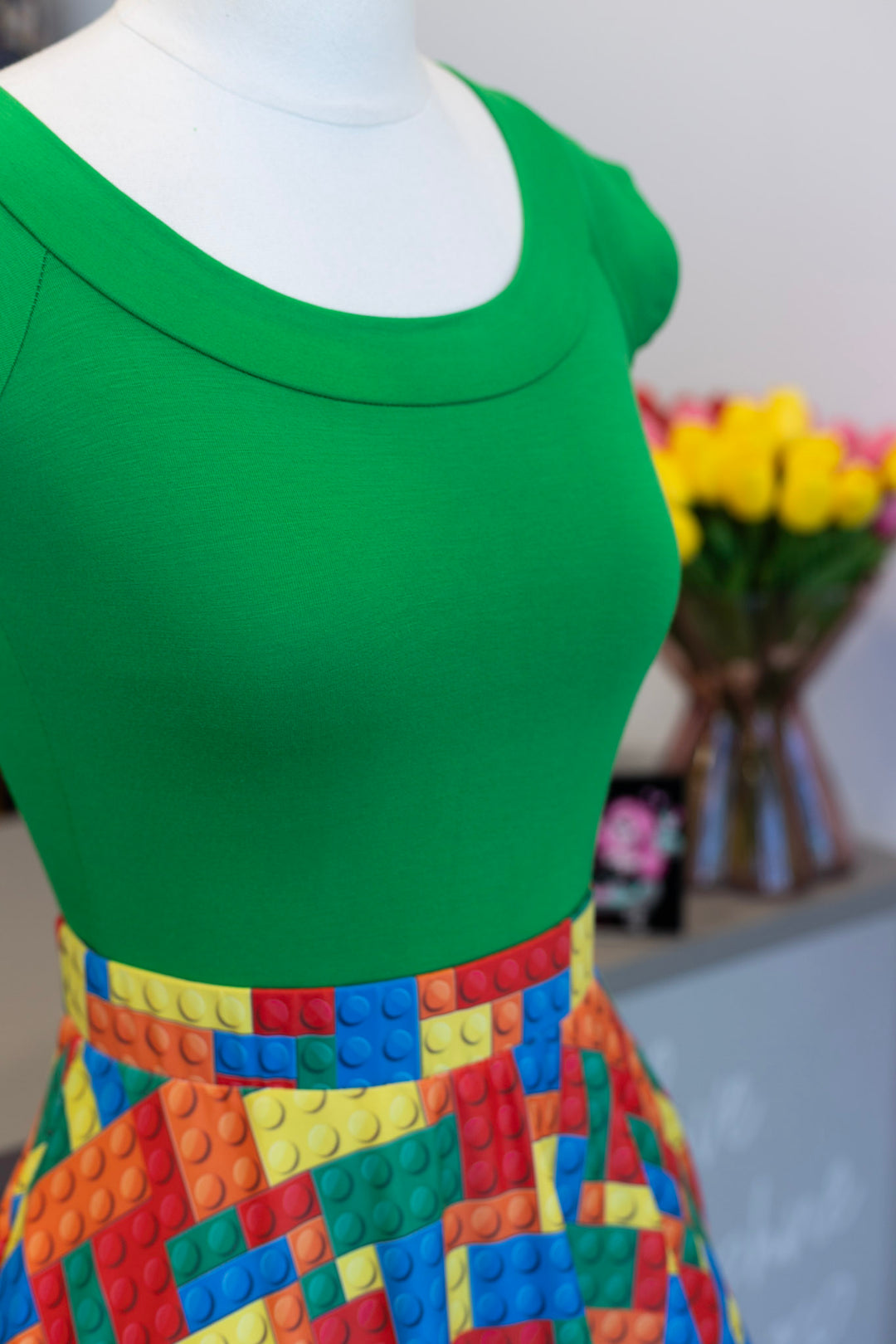 Retro Boat Neck Top in Kelly Green