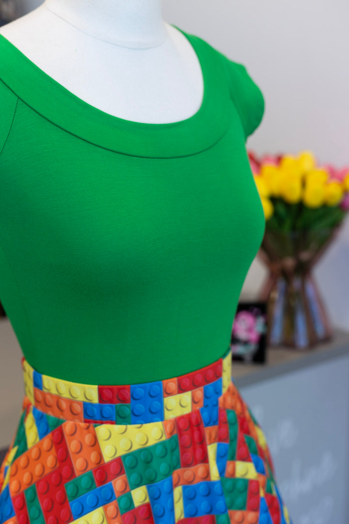 Retro Boat Neck Top in Kelly Green