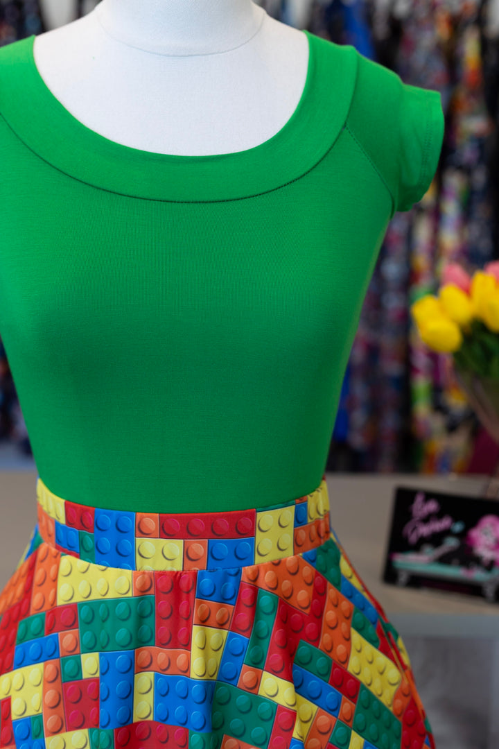 Retro Boat Neck Top in Kelly Green