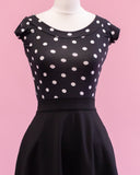 Retro Boat Neck Top in Polka Dot