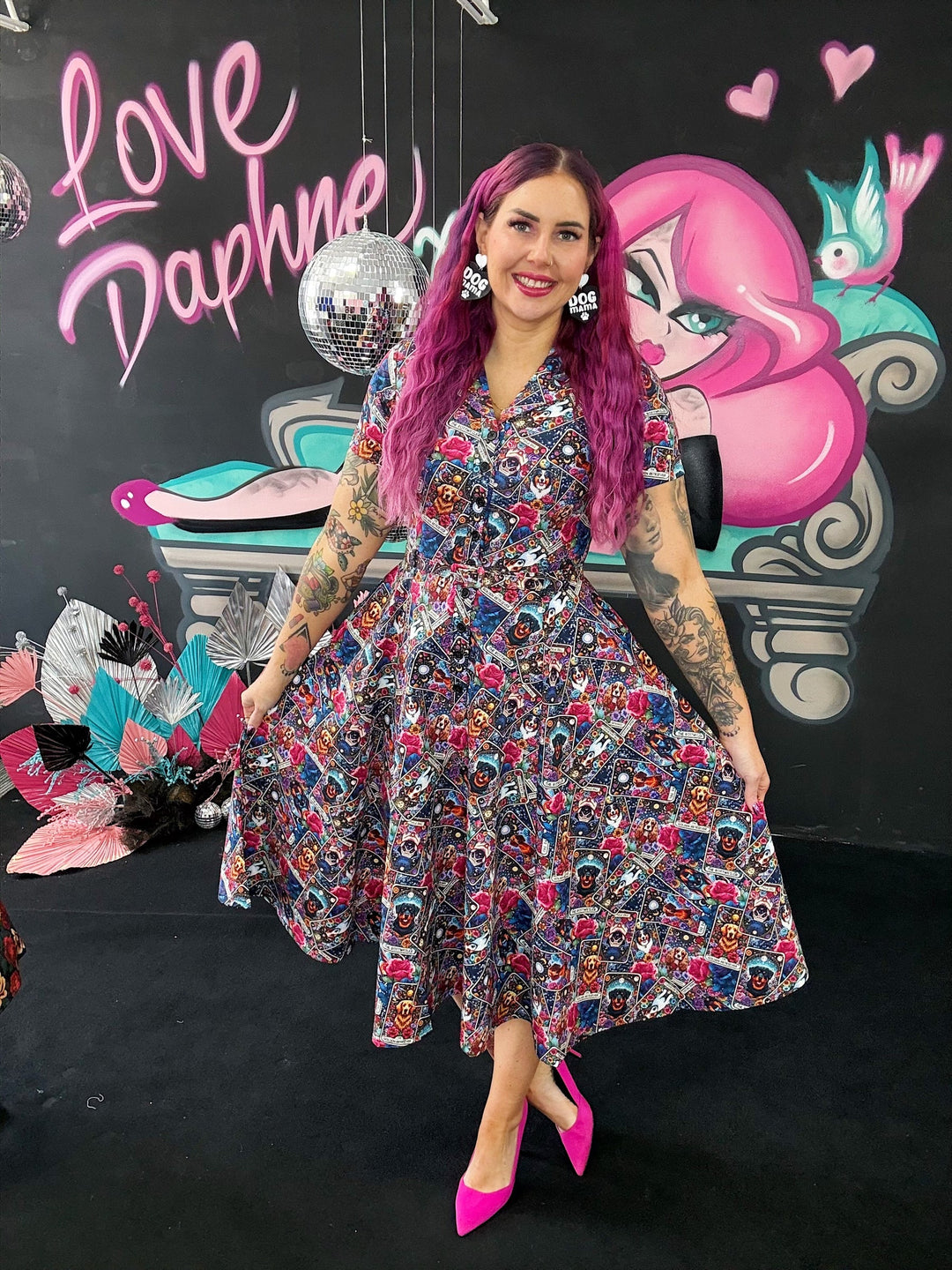 PREORDER - Peggy Swing Dress - Festive Felines - Estimated dispatch date 5th of November