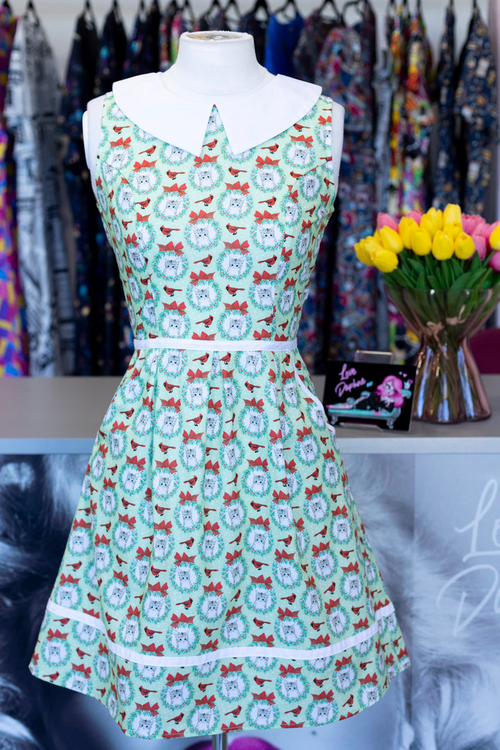 PREORDER - Cats & Cardinals Collared Dress - Expected dispatch date 12th of November