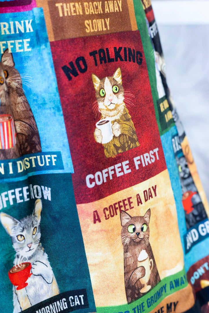 Cats & Coffee Collared Dress