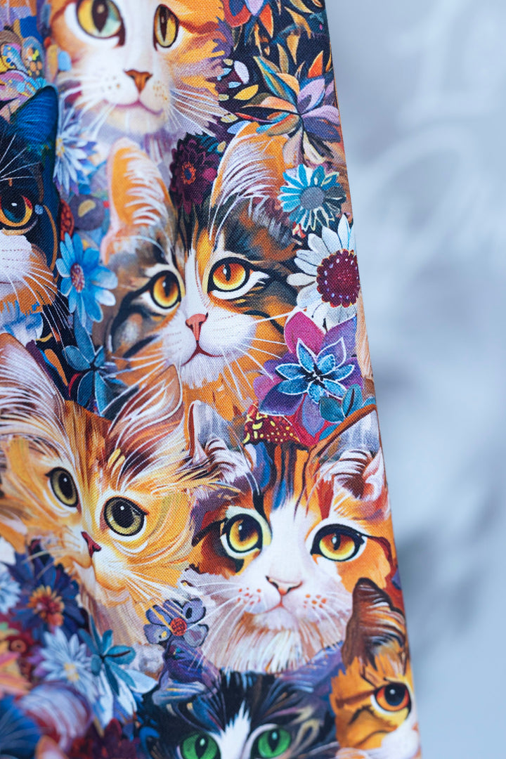 PREORDER - Cats Floral Fit & Flare Dress - Estimated dispatch 29th of September