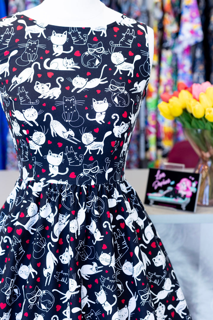 Cats & Hearts Midi Dress