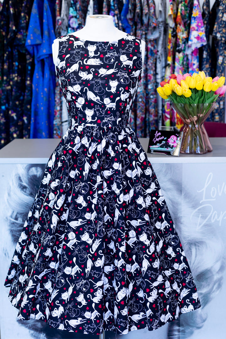 Cats & Hearts Midi Dress