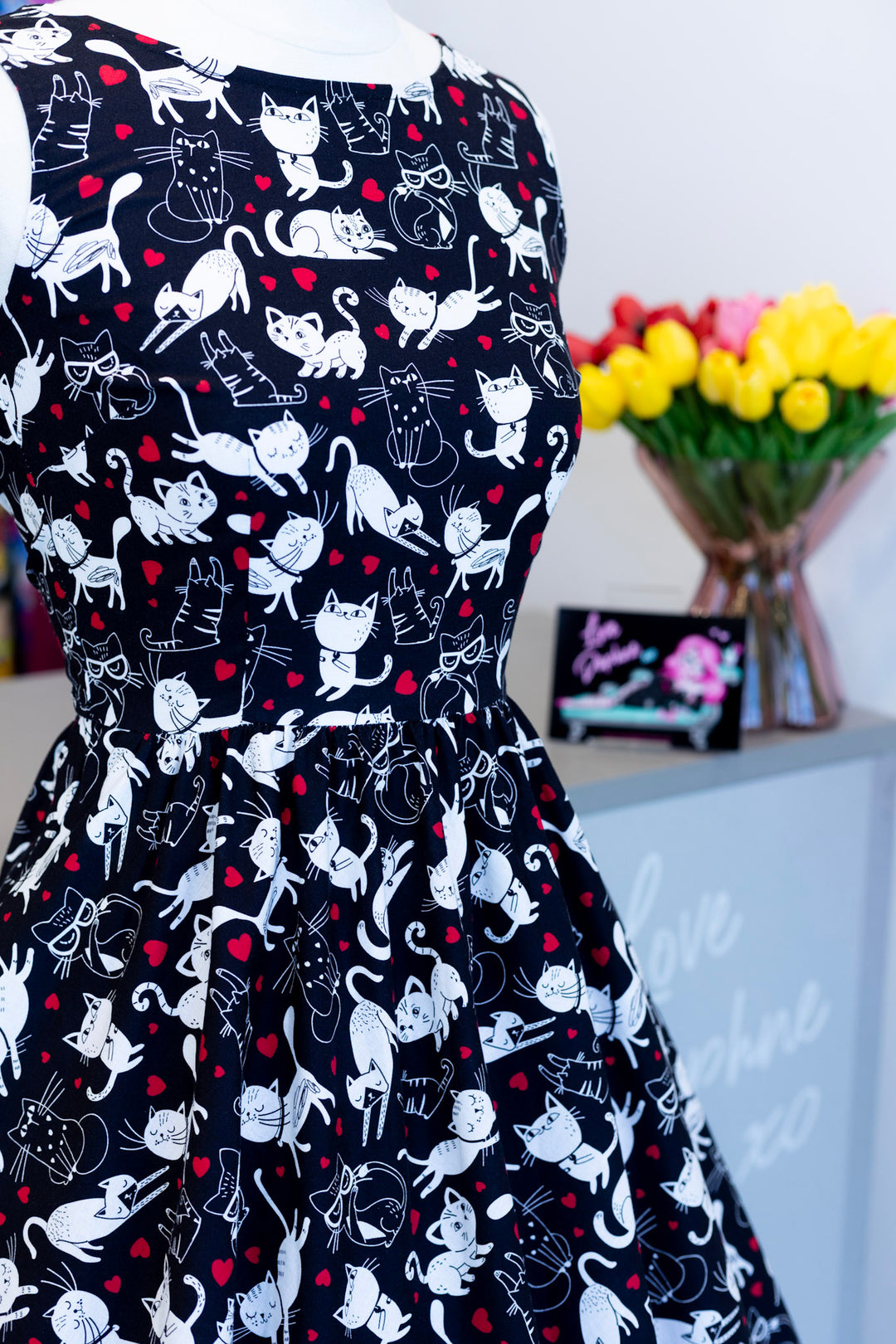Cats & Hearts Midi Dress