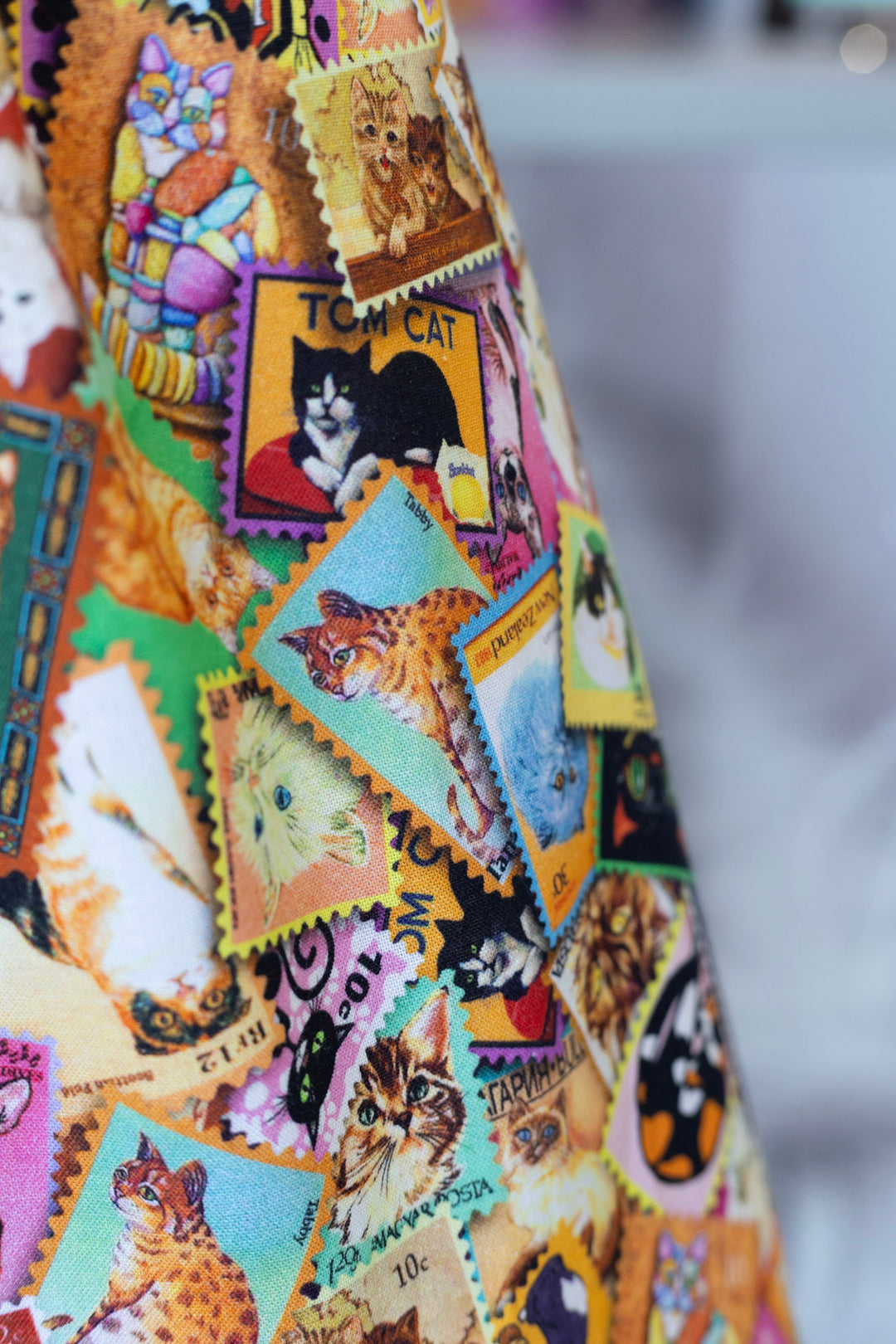 PREORDER - Cats Stamps Collared Dress - Expected dispatch date 29th of September