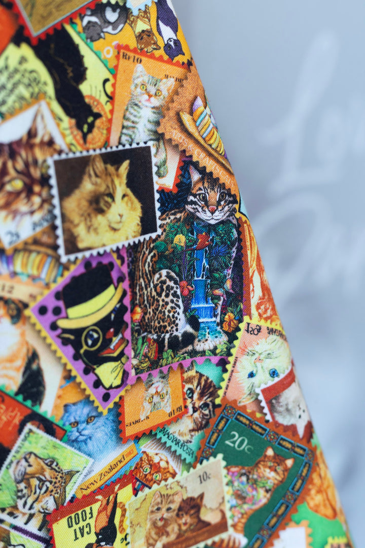 PREORDER - Cat Stamps Skater Skirt - Estimated dispatch date 29th of September