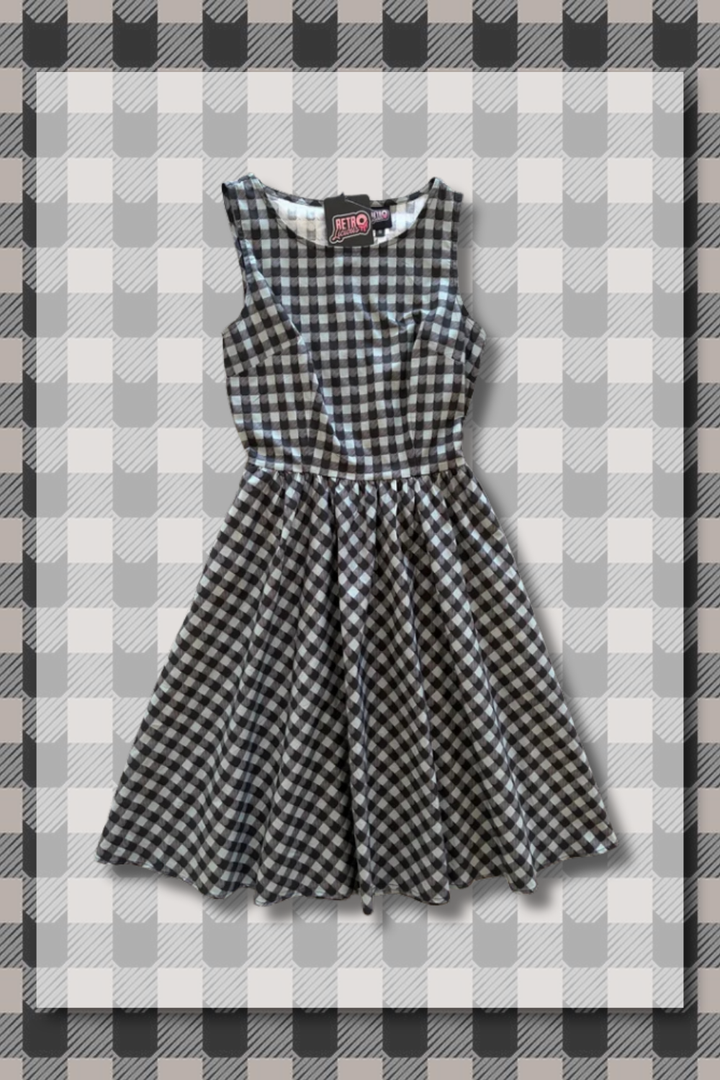 PREORDER - Checkered Cats Vintage Dress- Estimated dispatch 12th of November