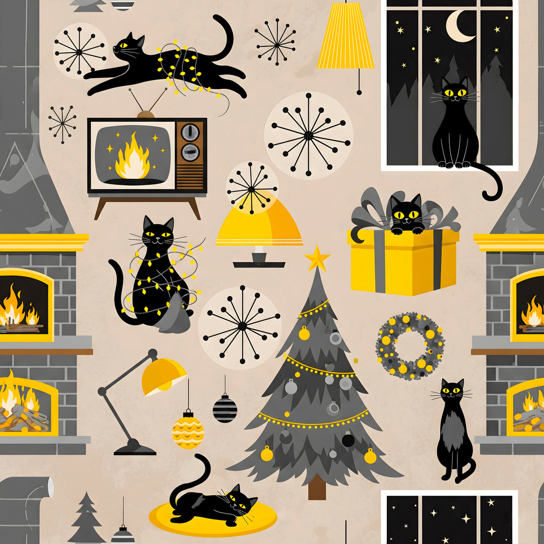 Peggy Swing Dress - Retro Cats Christmas - Preorder for dispatch 28th of October