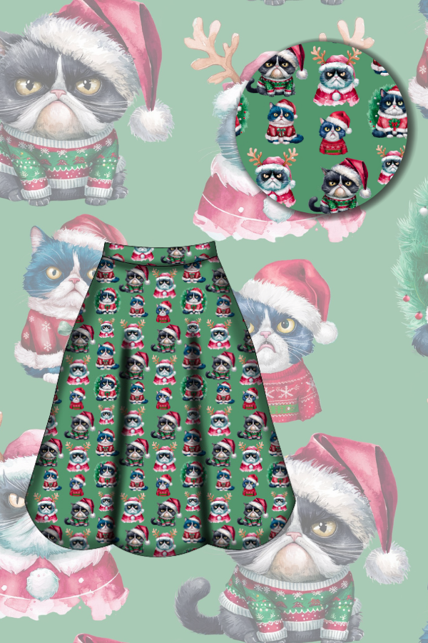 Eden Skirt - Grumpy Cats Christmas - Preorder for dispatch 28th of October