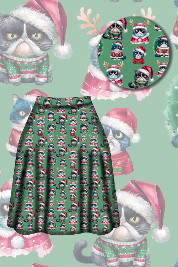Iris Swing Skirt - Grumpy Cats Christmas - Preorder for dispatch 28th of October