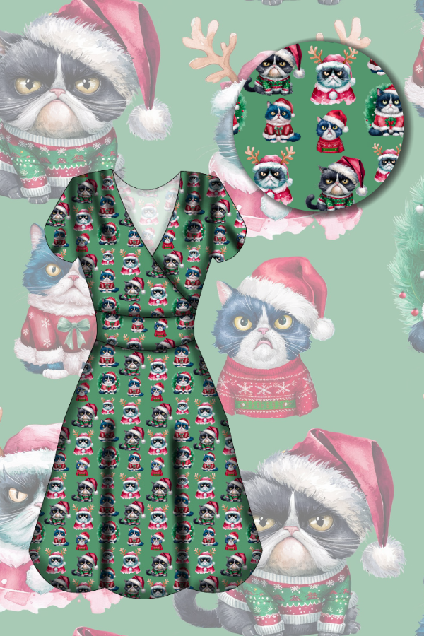 Maeve Swing Dress - Grumpy Cats Christmas - Preorder for dispatch 28th of October