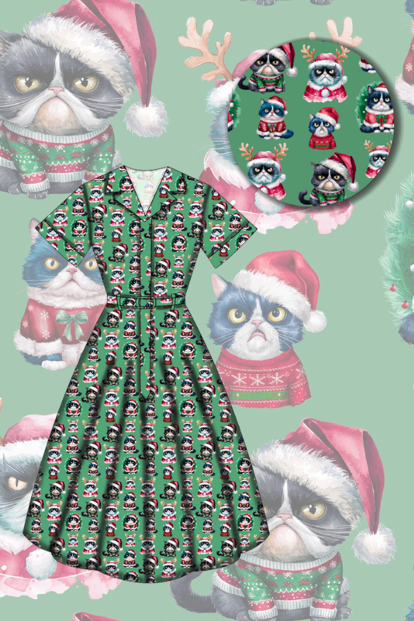 Peggy Swing Dress - Grumpy Cats Christmas - Preorder for dispatch 28th of October