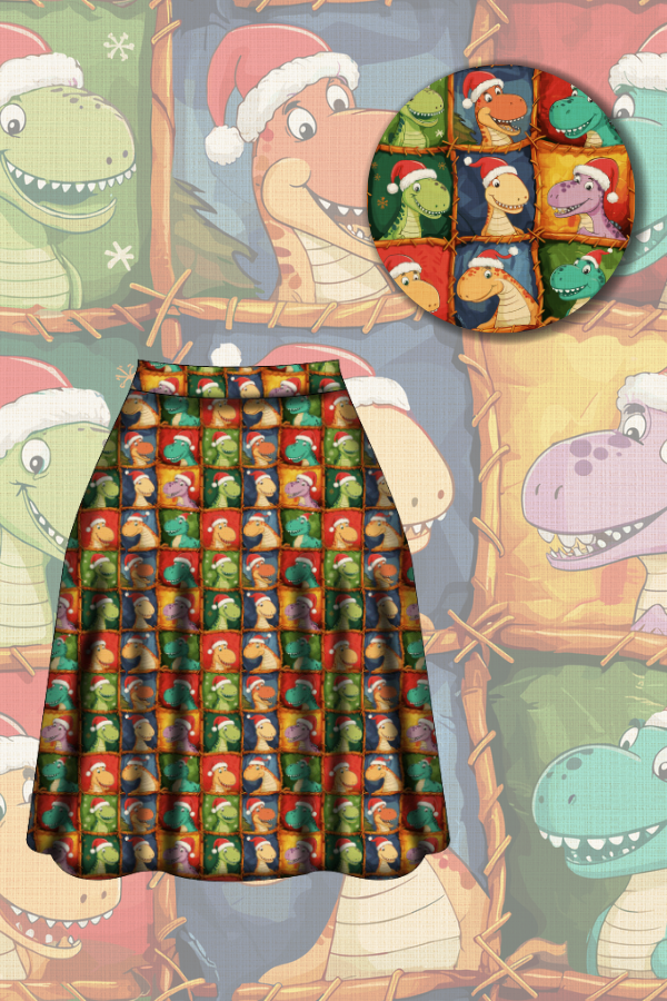 Iris Swing Skirt - Dino's First Christmas - Preorder for dispatch 28th of October
