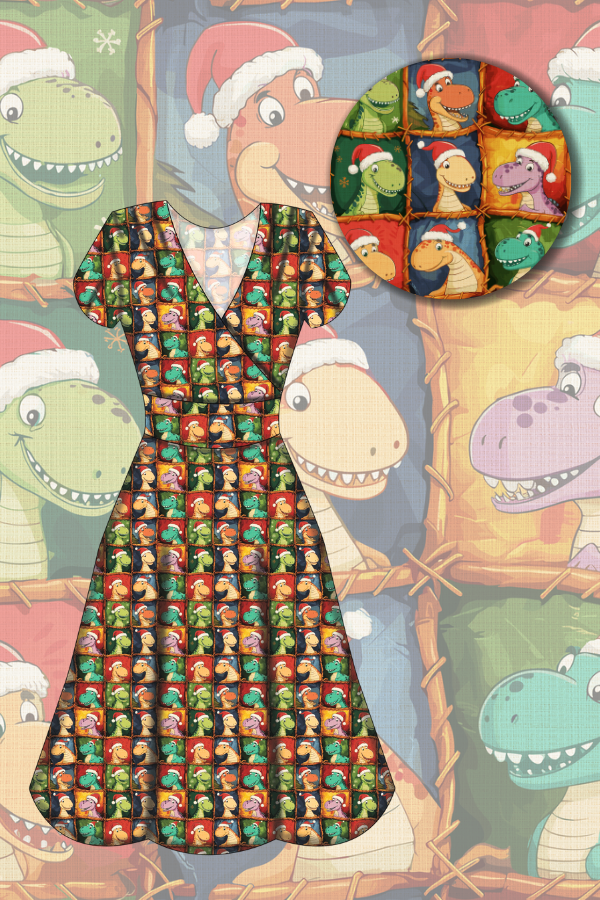 Mimi Swing Dress - Dino's First Christmas- Preorder for dispatch 28th of October