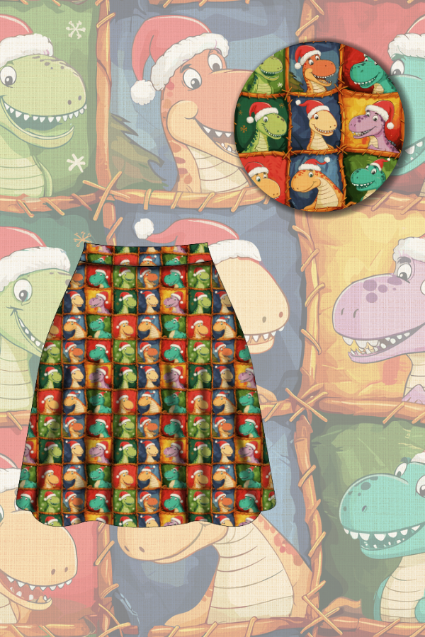 Nellie Skater Skirt - Dino's First Christmas - Preorder for dispatch 28th of October