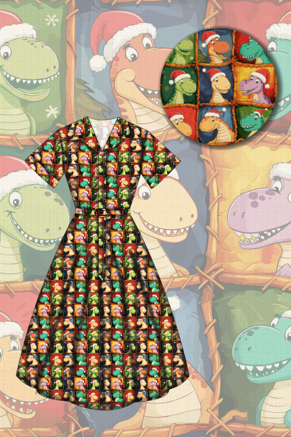 Peggy Swing Dress - Dino's First Christmas - Preorder for dispatch 28th of October