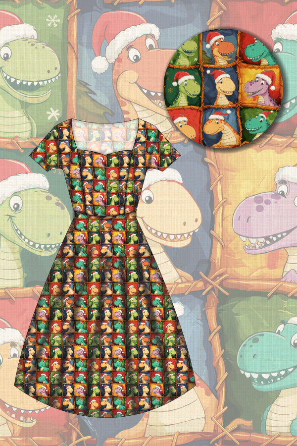Pixie Sweetheart Dress - Dino's First Christmas - Preorder for dispatch 28th of October