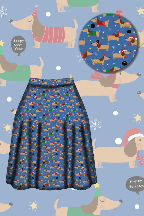 Iris Swing Skirt - Long Dog's Christmas - Preorder for dispatch 28th of October