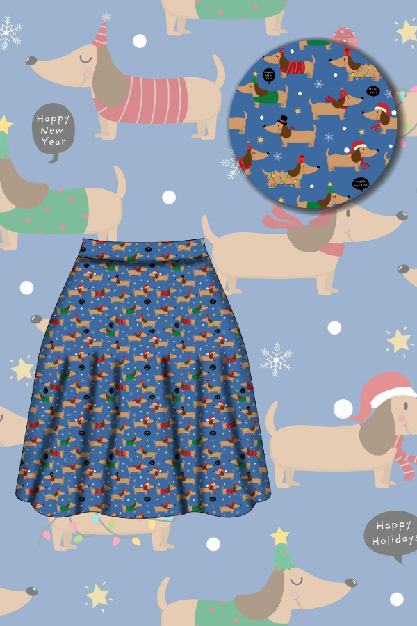 Nellie Skater Skirt - Long Dog's Christmas - Preorder for dispatch 28th of October