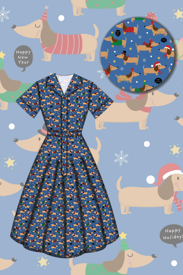 Peggy Swing Dress - Long Dog's Christmas - Preorder for dispatch 28th of October