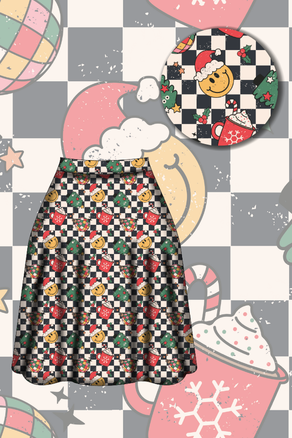 Iris Swing Skirt - Retro Christmas - Preorder for dispatch 28th of October
