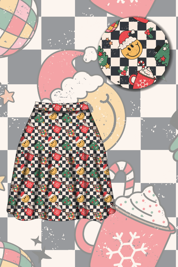 Nellie Skater Skirt - Retro Christmas - Preorder for dispatch 28th of October