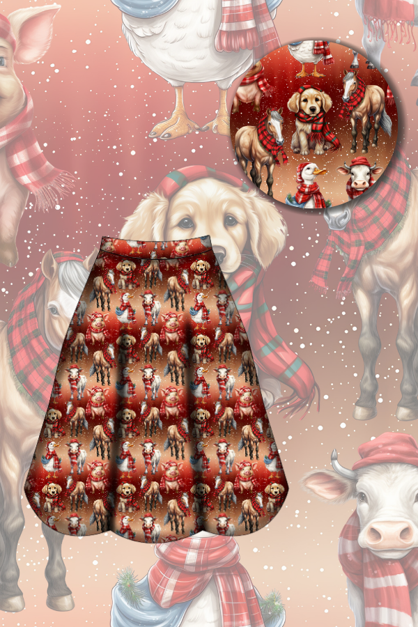 Eden Skirt - Farmyard Christmas - Preorder for dispatch 28th of October