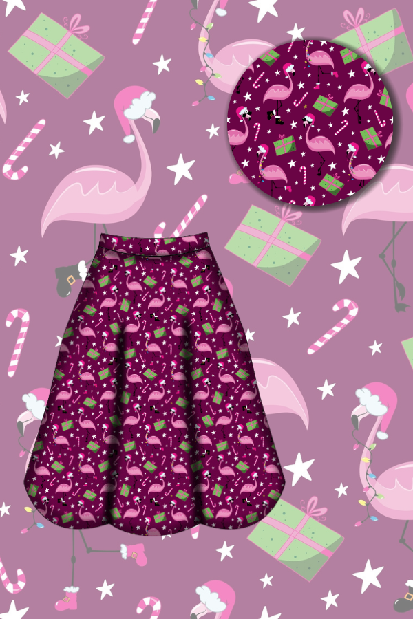 Eden Skirt - Flamingo Christmas - Preorder for dispatch 28th of October