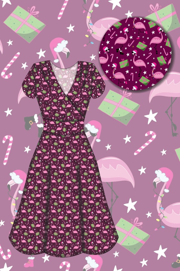 Mimi Swing Dress - Flamingo Christmas - Preorder for dispatch 28th of October