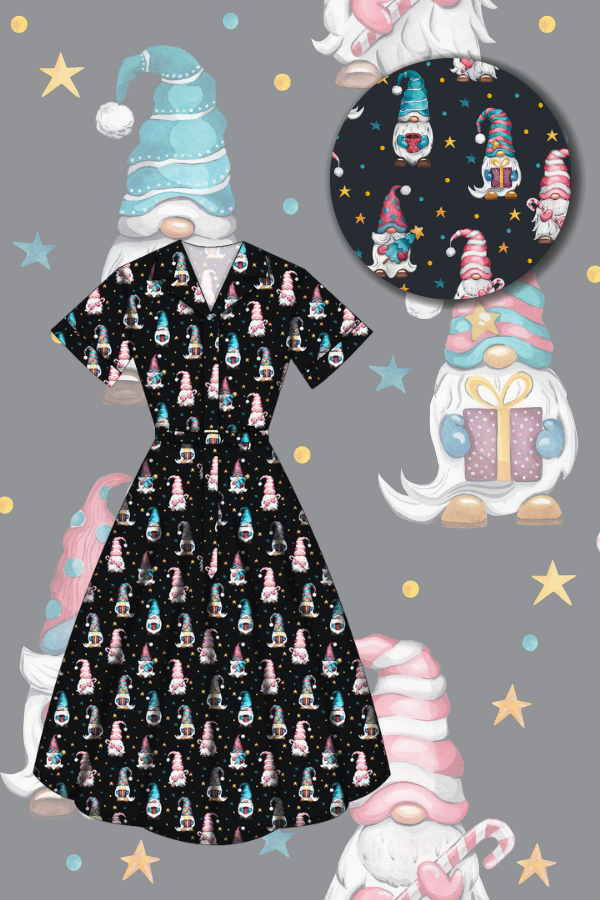 Peggy Swing Dress - Christmas Gnome - Preorder for dispatch 28th of October