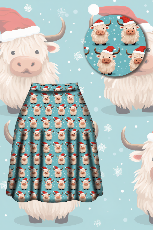 Iris Swing Skirt - Christmas Highland - Preorder for dispatch 28th of October