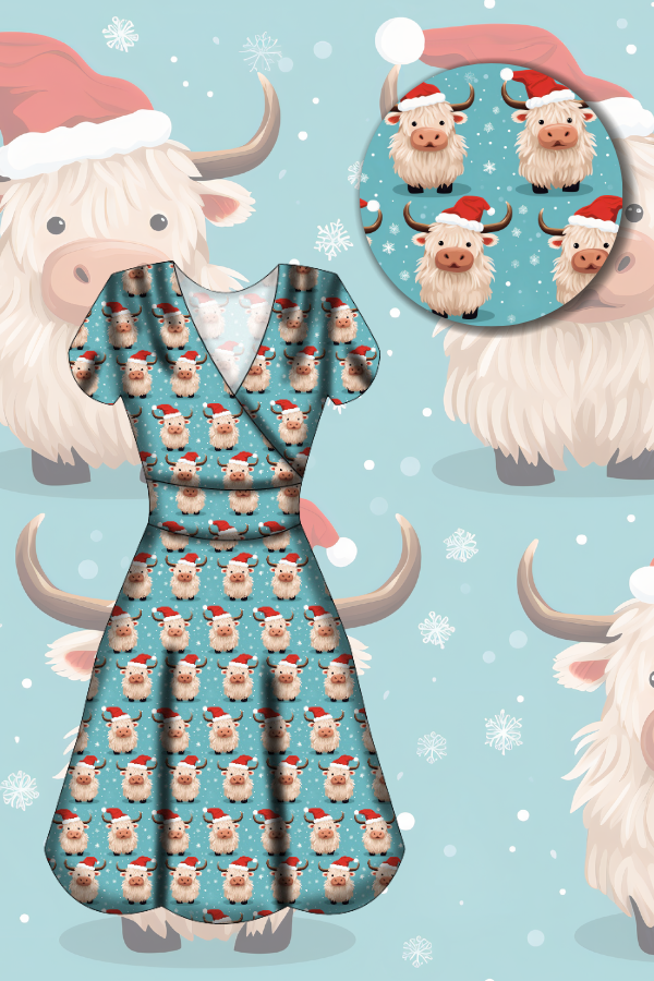 Maeve Swing Dress - Christmas Highland - Preorder for dispatch 28th of October