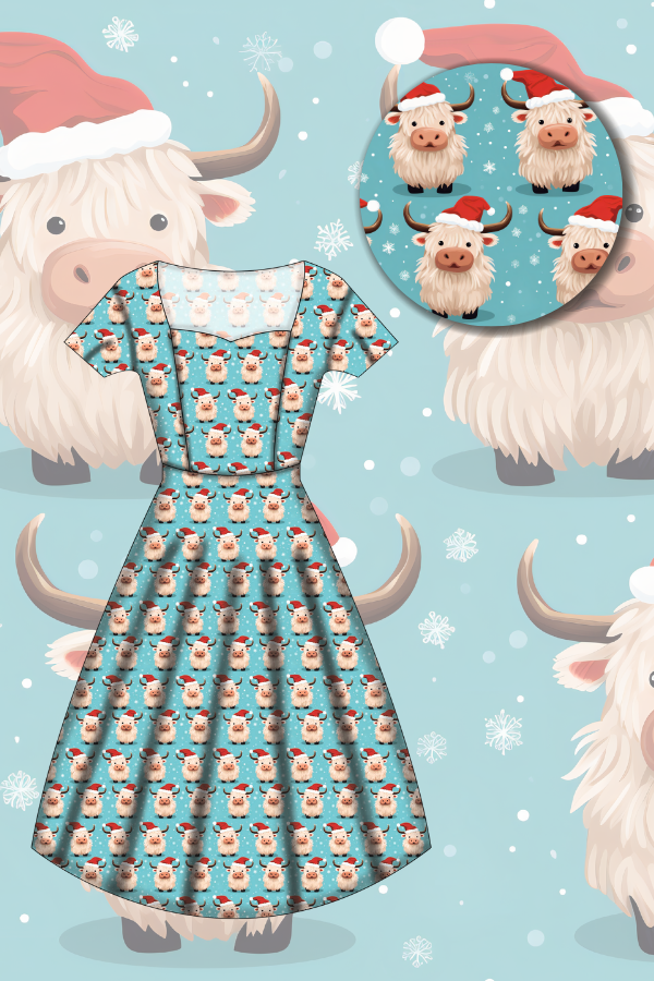 Pixie Sweetheart Dress - Christmas Highland - Preorder for dispatch 28th of October