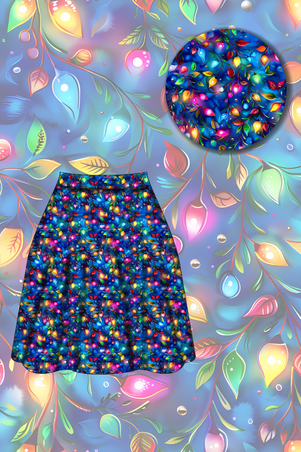 Nellie Skater Skirt - Christmas Lights - Preorder for dispatch 28th of October