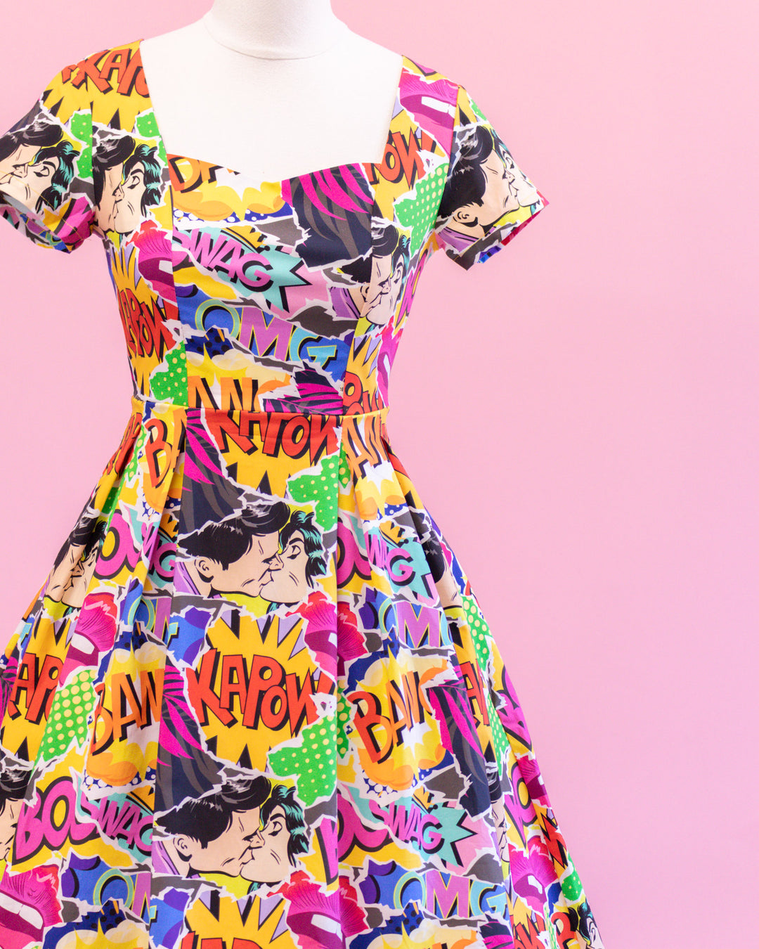 Pixie Sweetheart Dress in Comic Print