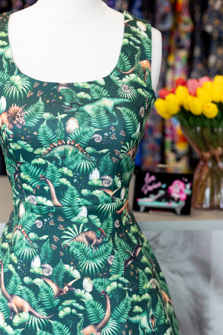 PREORDER - Cordelia Jurassic Dinosaur Aline Dress - Expected dispatch 27th of October