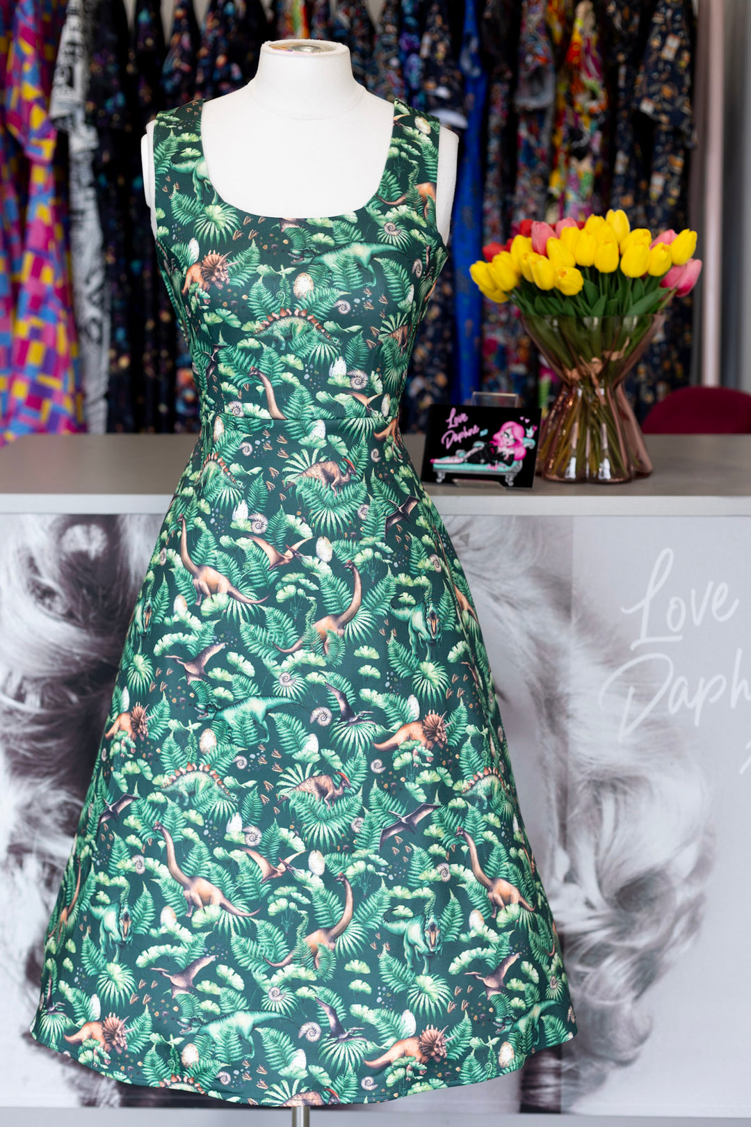 PREORDER - Cordelia Jurassic Dinosaur Aline Dress - Expected dispatch 27th of October