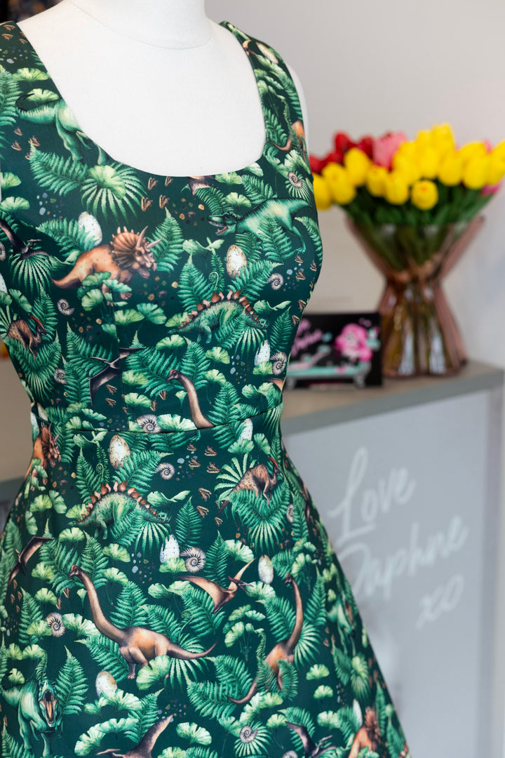 PREORDER - Cordelia Jurassic Dinosaur Aline Dress - Expected dispatch 27th of October