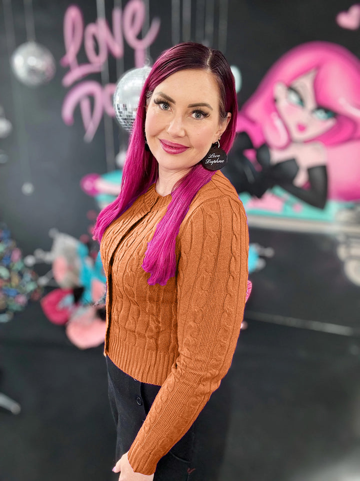 Cuddles Cable Knit Cardigan - Orange
