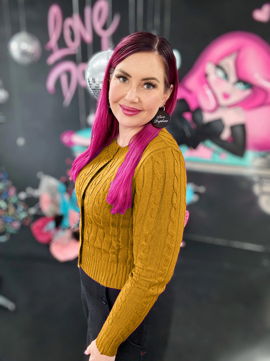 Cuddles Cable Knit Cardigan - Mustard