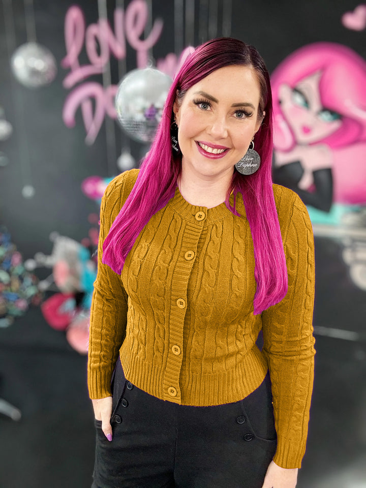 Cuddles Cable Knit Cardigan - Mustard
