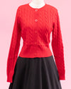Cuddles Cable Knit Cardigan - Red