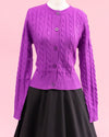 Cuddles Cable Knit Cardigan - Purple