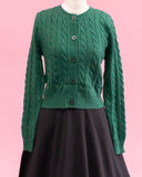 Cuddles Cable Knit Cardigan - Green