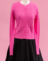 Cuddles Cable Knit Cardigan - Candy Pink